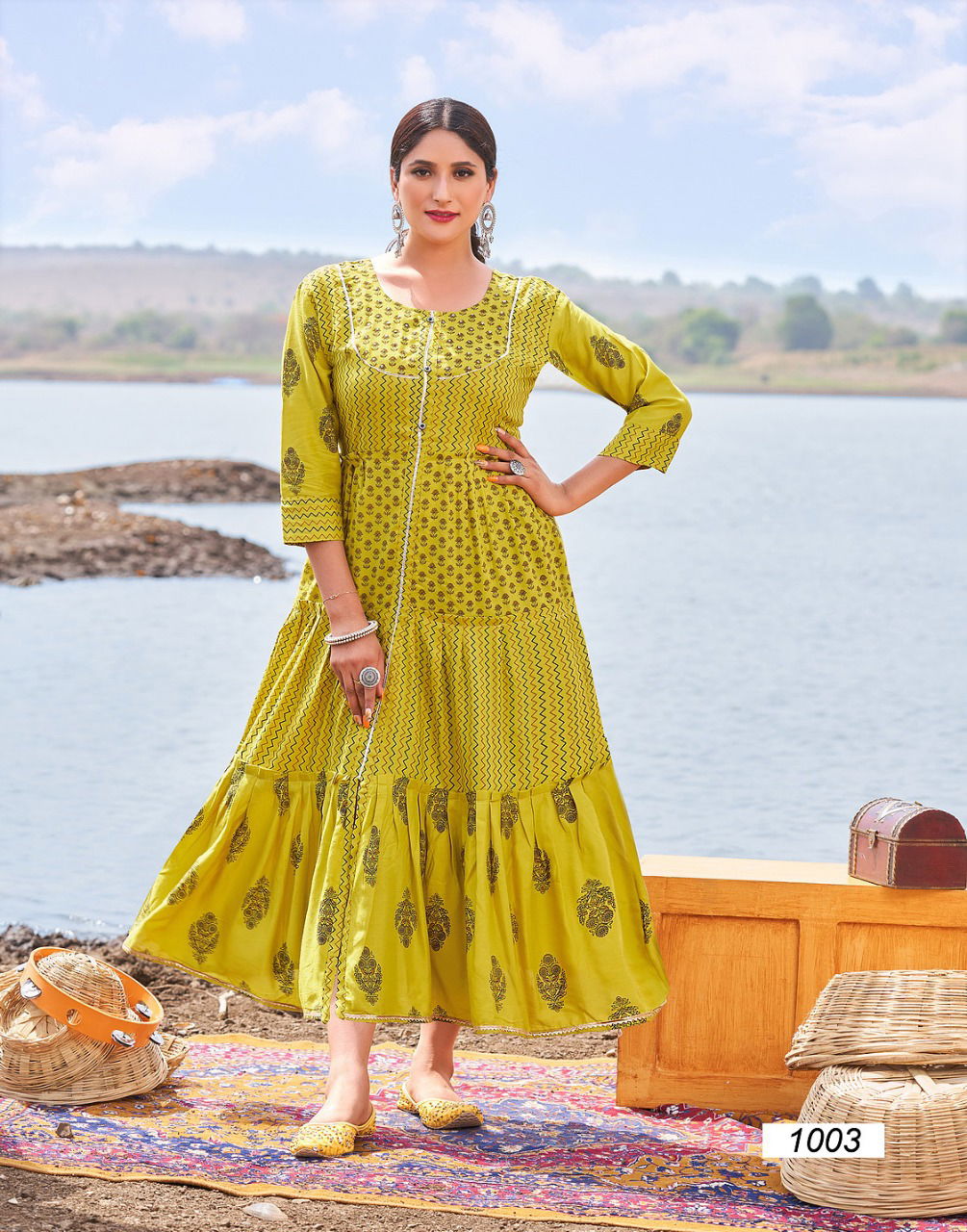 Banwery Fairy Stories 1 Rayon Printed Party Wear Long Anarakli Kurti Collection